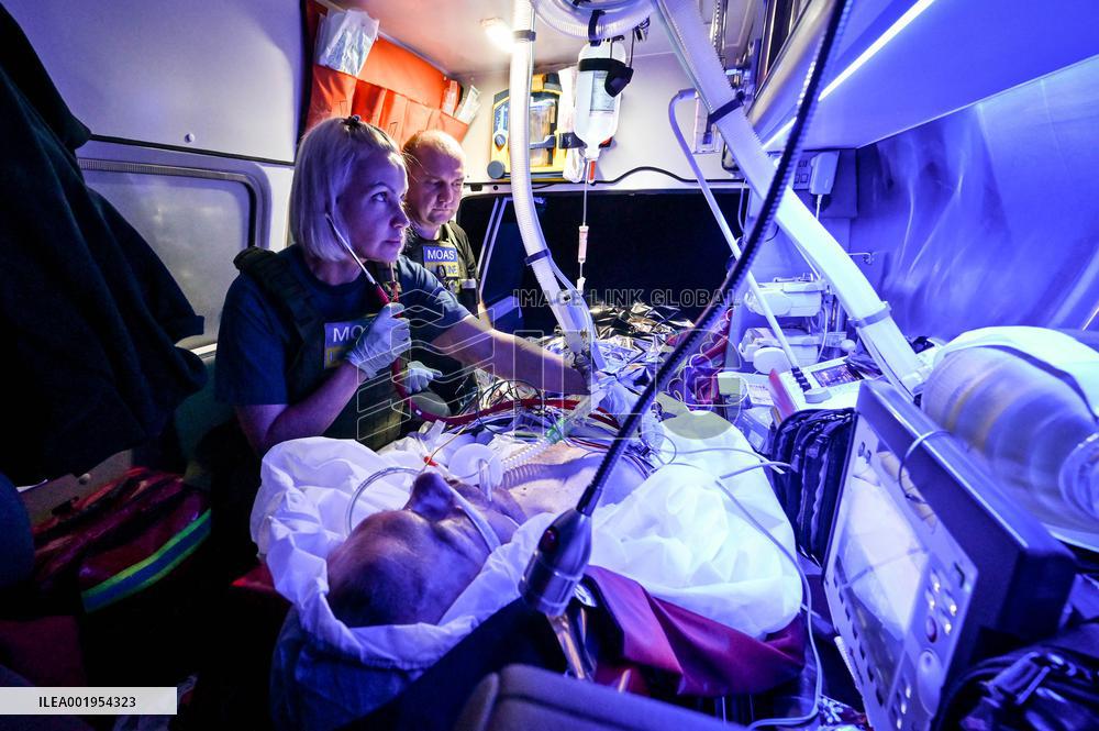 Medical evacuation from from combat zone in Ukraine