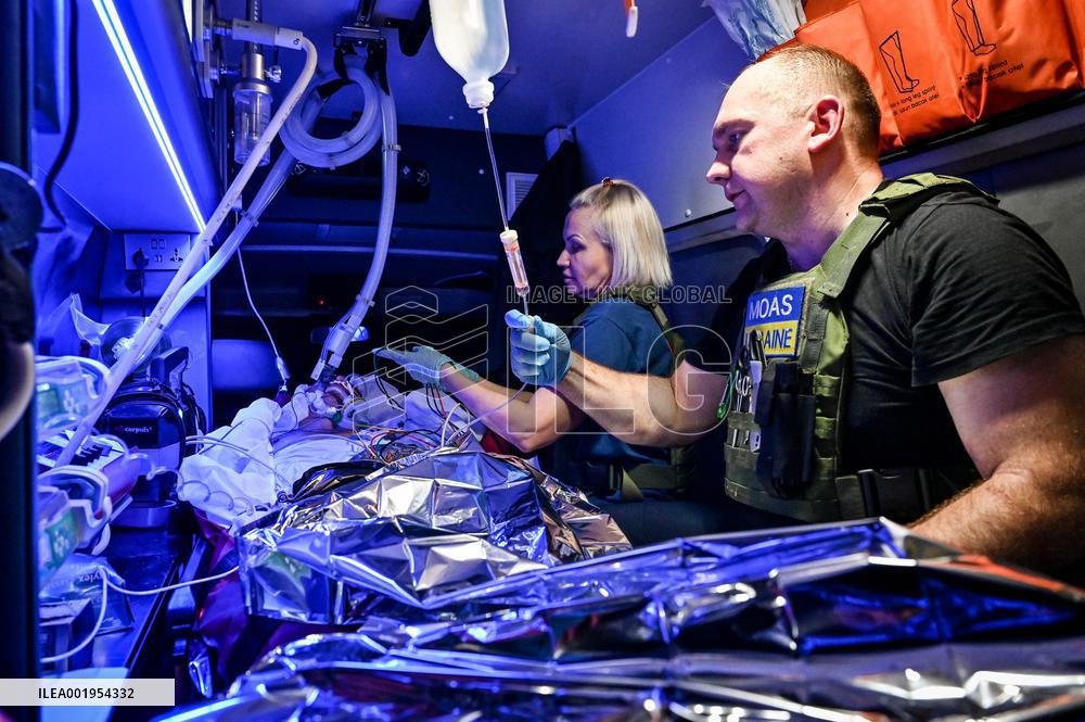 Medical evacuation from from combat zone in Ukraine
