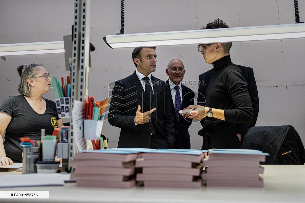 President Macron Unveils La Poste's New Marianne - Boulazac