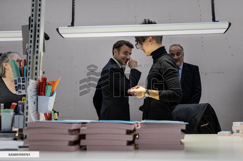 President Macron Unveils La Poste's New Marianne - Boulazac