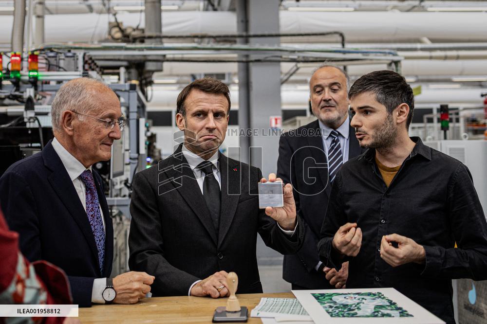 President Macron Unveils La Poste's New Marianne - Boulazac