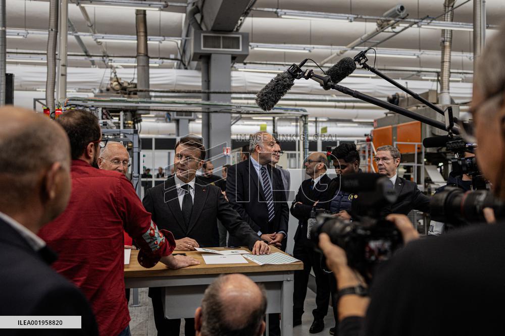 President Macron Unveils La Poste's New Marianne - Boulazac