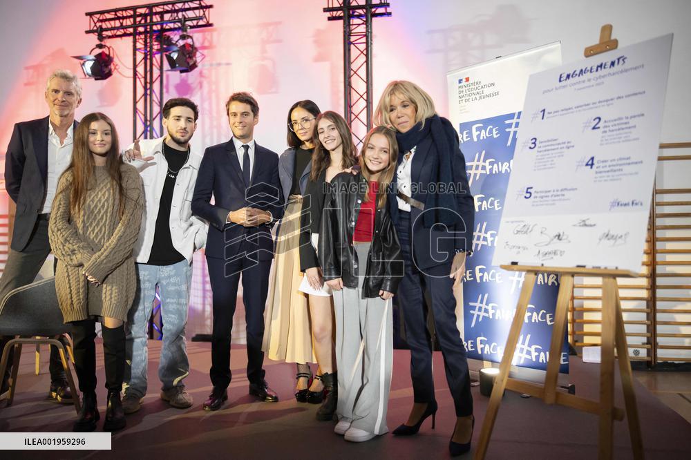 Brigitte Macron During An Event Against School Harassment - Paris