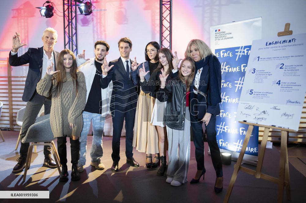 Brigitte Macron During An Event Against School Harassment - Paris