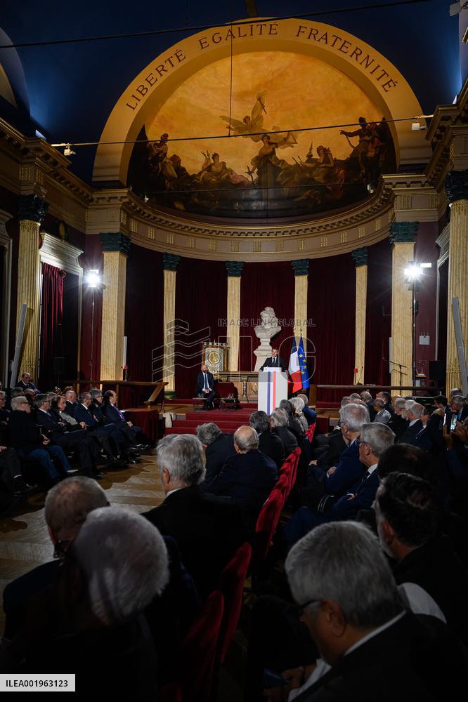 Emmanuel Macron Visit To The Grand Orient of France - Paris