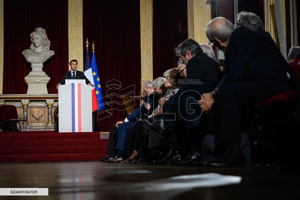 Emmanuel Macron Visit To The Grand Orient of France - Paris