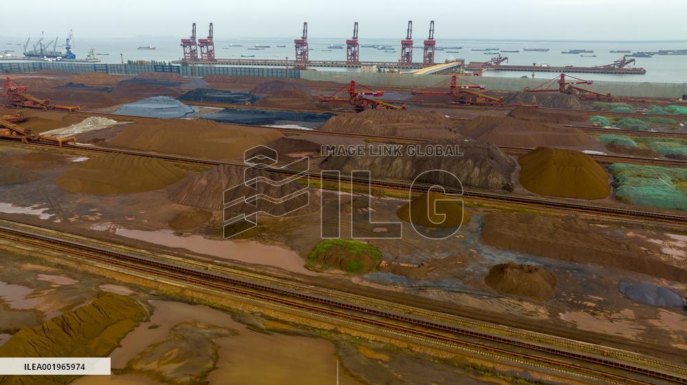Iron Ore Imported Unloaded at The Taicang Port Depot in Suzhou