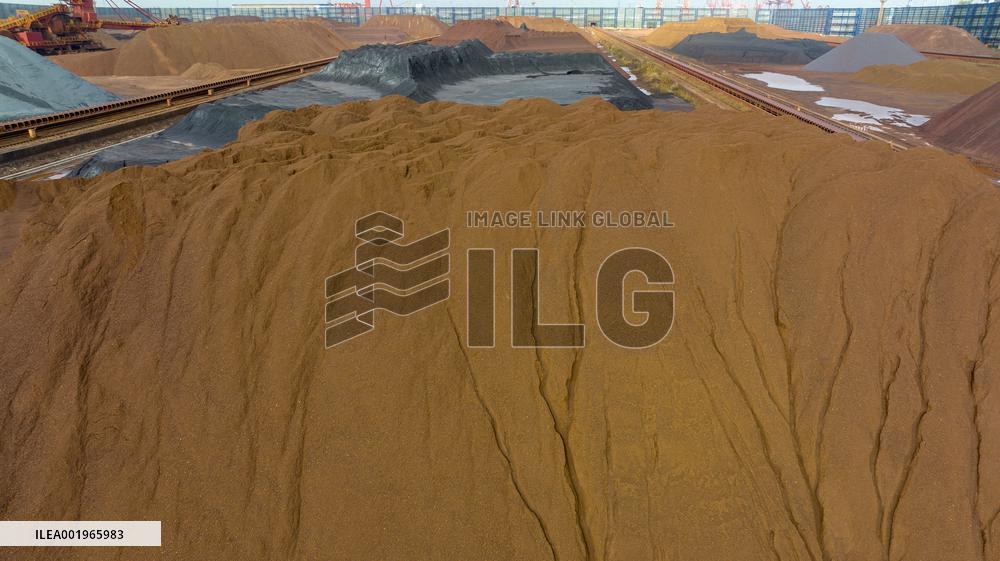 Iron Ore Imported Unloaded at The Taicang Port Depot in Suzhou