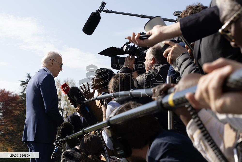 US President Joe Biden departs the White House en route to Illinois