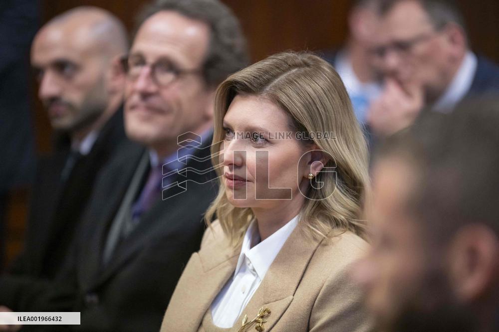 Olena Zelenska with Brigitte Macron and Gabriel Attal - Paris