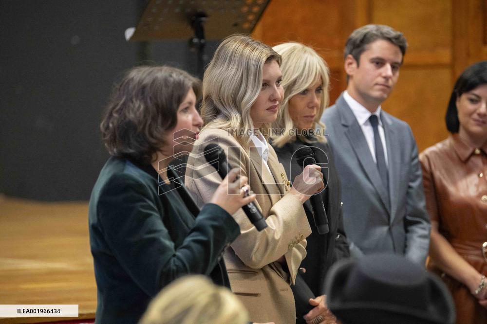 Olena Zelenska with Brigitte Macron and Gabriel Attal - Paris