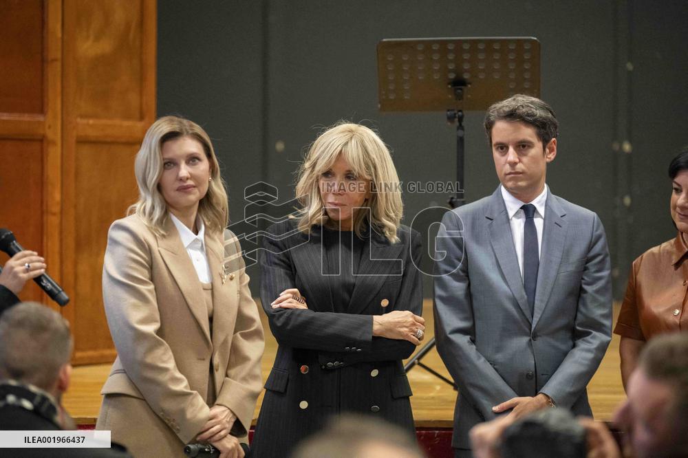 Olena Zelenska with Brigitte Macron and Gabriel Attal - Paris