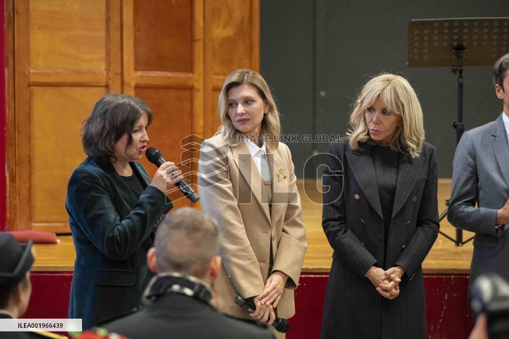 Olena Zelenska with Brigitte Macron and Gabriel Attal - Paris