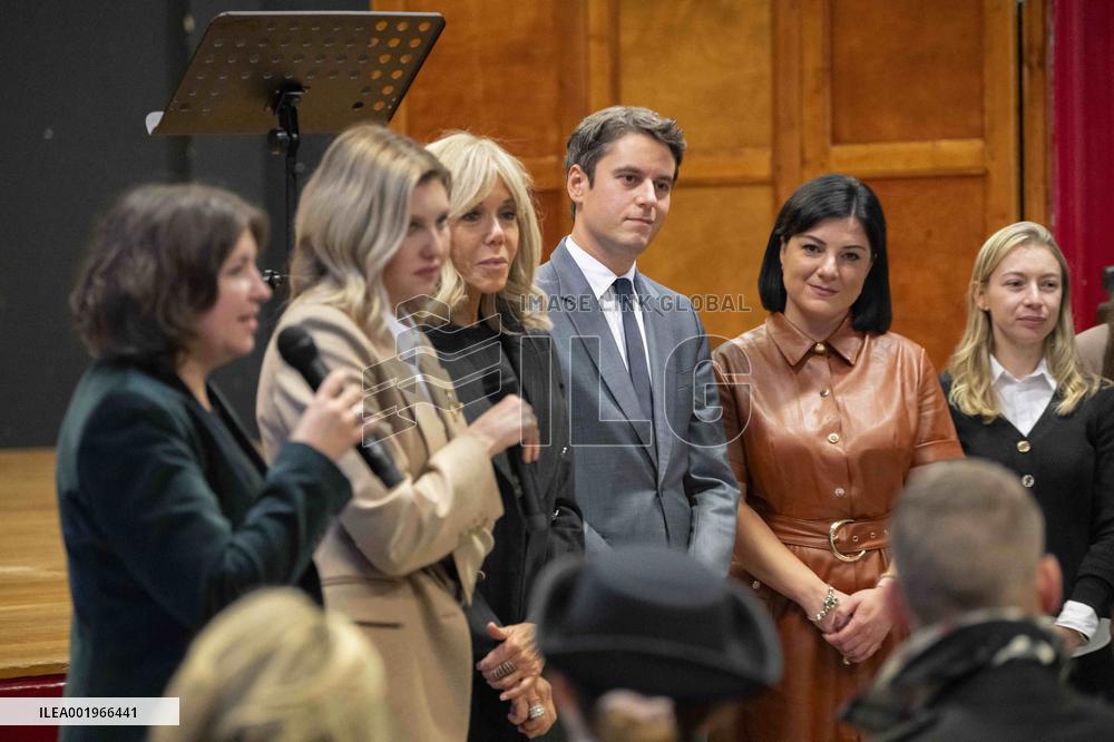 Olena Zelenska with Brigitte Macron and Gabriel Attal - Paris