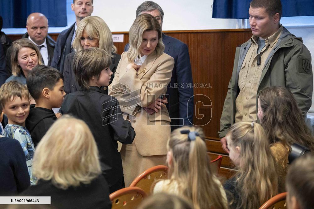 Olena Zelenska with Brigitte Macron and Gabriel Attal - Paris