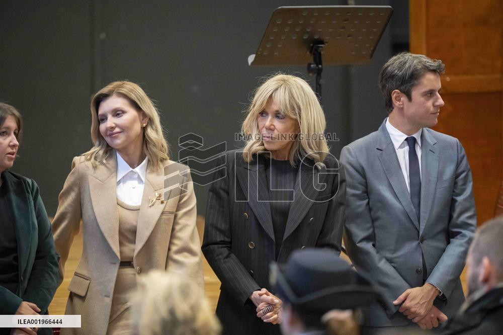 Olena Zelenska with Brigitte Macron and Gabriel Attal - Paris