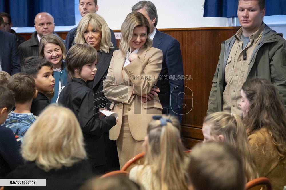 Olena Zelenska with Brigitte Macron and Gabriel Attal - Paris