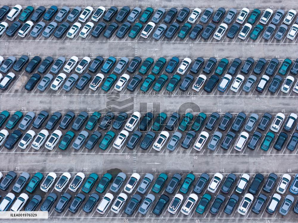 New Energy Vehicles Parked at Changan Automobile Distribution Center in Chongqing