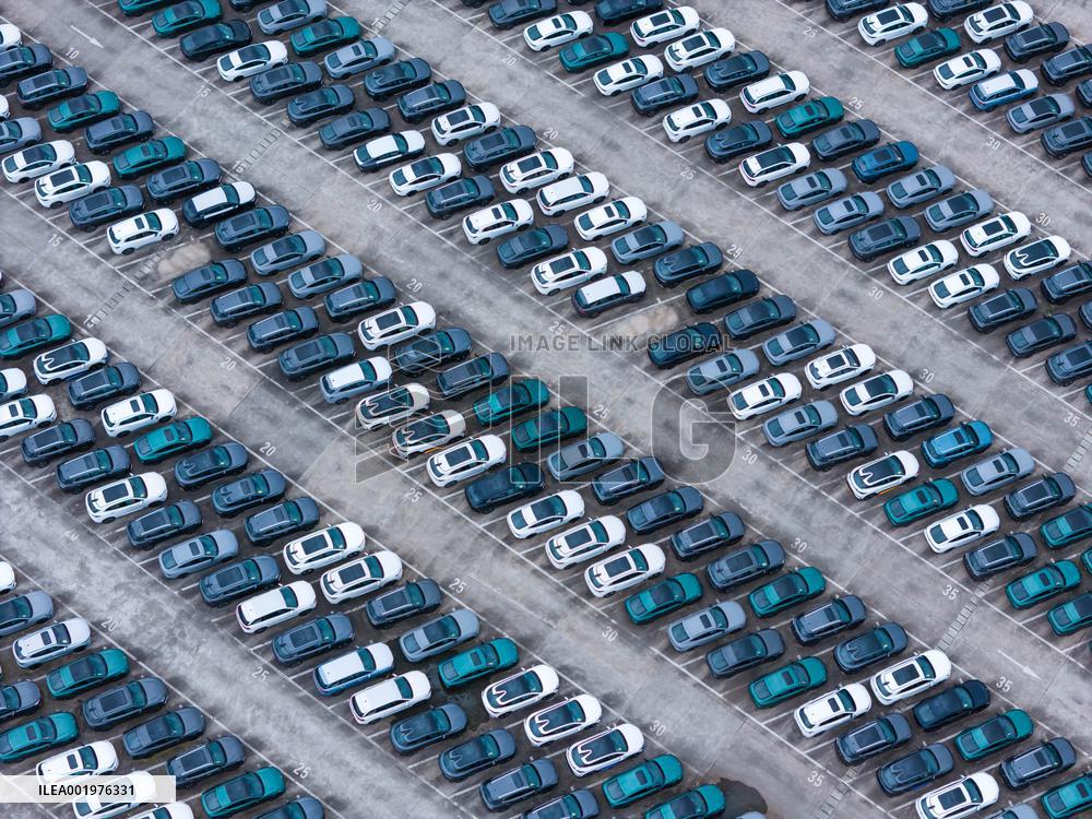 New Energy Vehicles Parked at Changan Automobile Distribution Center in Chongqing