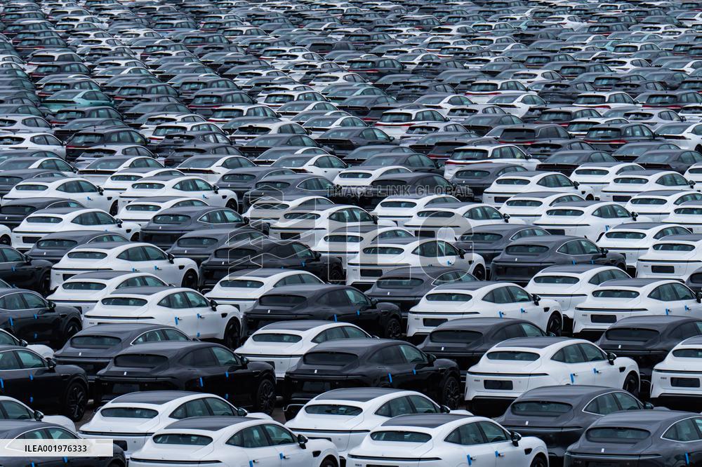 New Energy Vehicles Parked at Changan Automobile Distribution Center in Chongqing