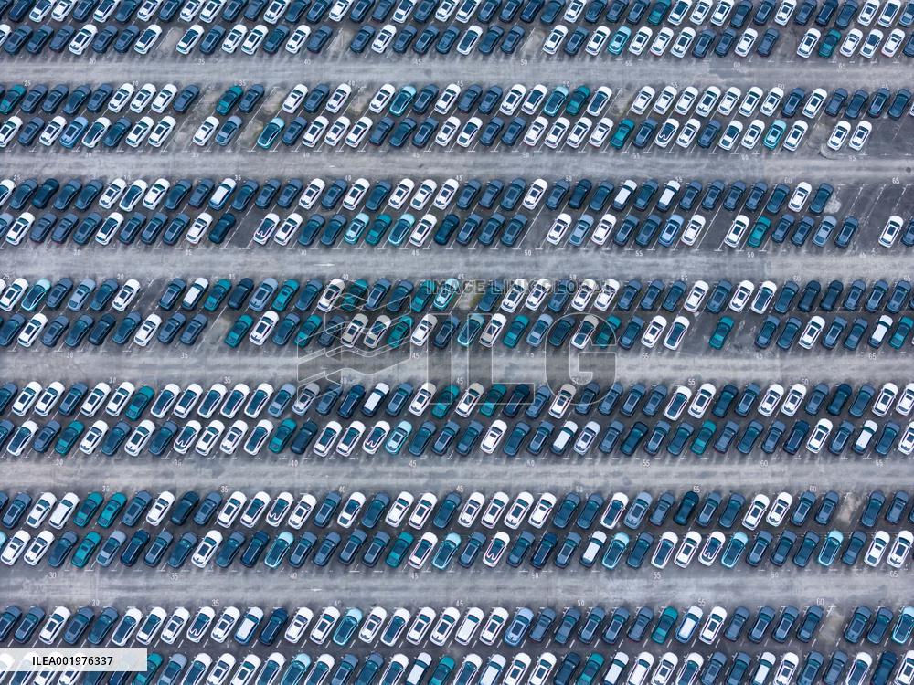 New Energy Vehicles Parked at Changan Automobile Distribution Center in Chongqing