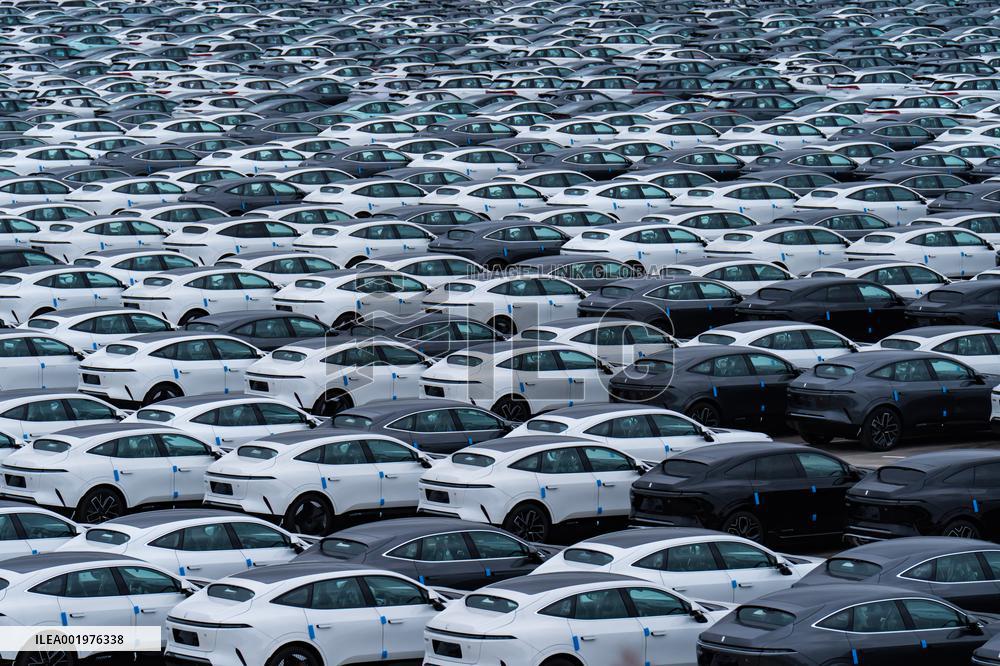 New Energy Vehicles Parked at Changan Automobile Distribution Center in Chongqing