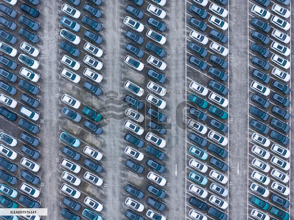 New Energy Vehicles Parked at Changan Automobile Distribution Center in Chongqing