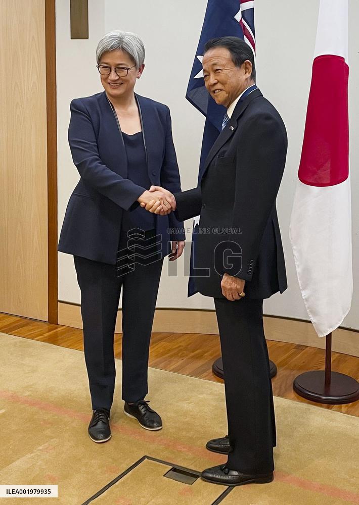 Japan's ruling LDP Vice President Aso in Canberra