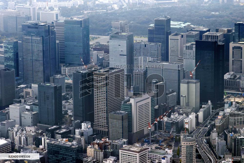 Aerial photo of central Tokyo