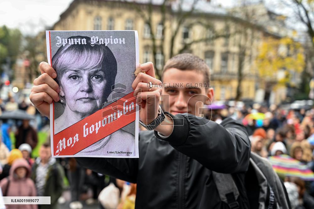 Students of Lviv Polytechnic hold rally against Iryna Farion
