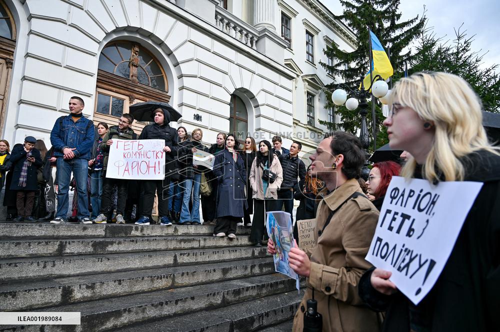 Students of Lviv Polytechnic hold rally against Iryna Farion