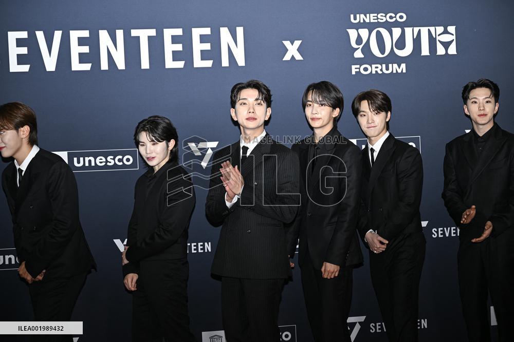 K-Pop Boy Band Seventeen At The UNESCO - Paris