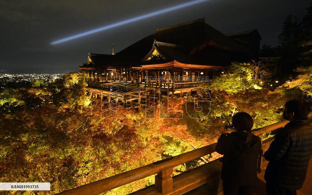 Kiyomizu temple lit up in Kyoto