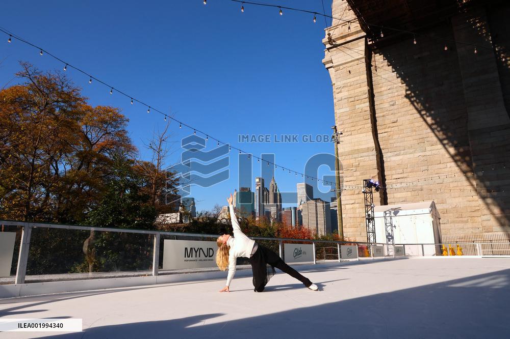 Ice Rink Ribbon Cutting At Brooklyn Bridge Park - NYC