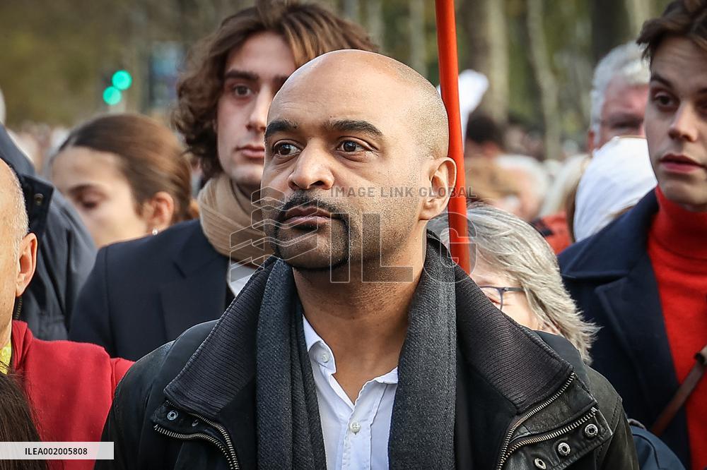 Paris Hosts A Silent March For Peace And Against The War Between Israel And Hamas