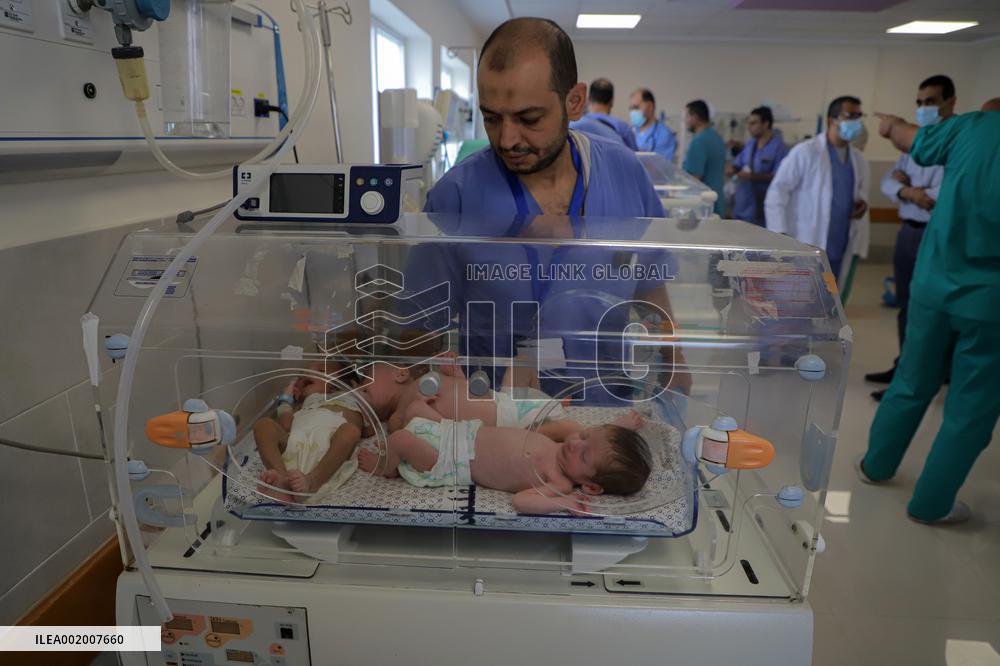 MIDEAST-GAZA-PALESTINIAN-ISRAELI CONFLICT-PREMATURE BABIES EVACUATED