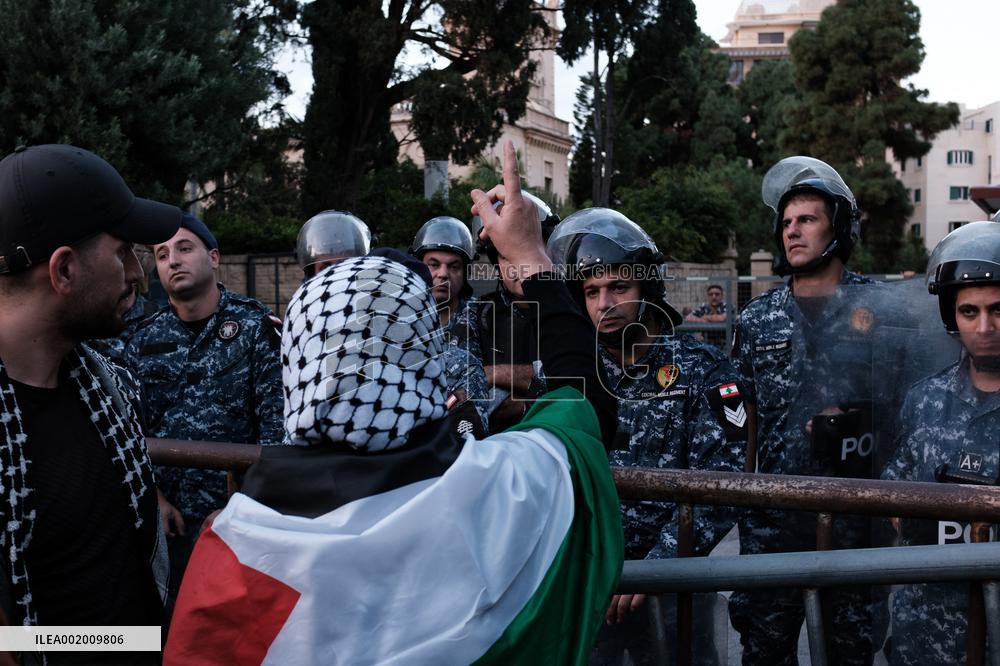 Pro-Palestinian Protest Outside British Embassy In Beirut