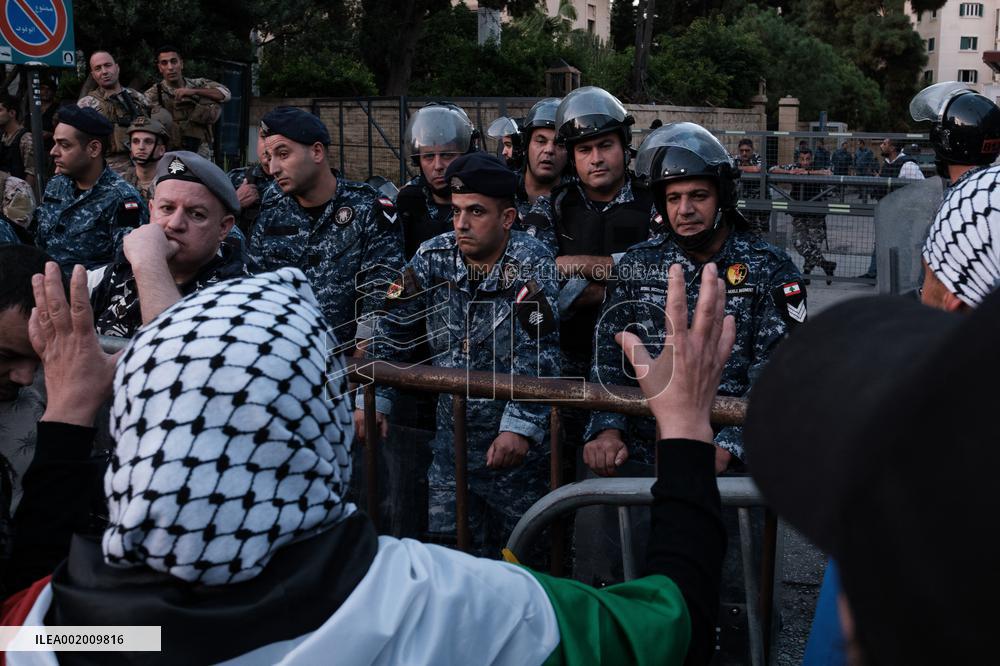 Pro-Palestinian Protest Outside British Embassy In Beirut