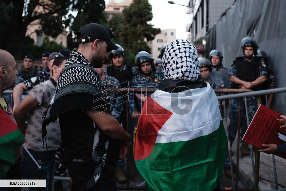 Pro-Palestinian Protest Outside British Embassy In Beirut