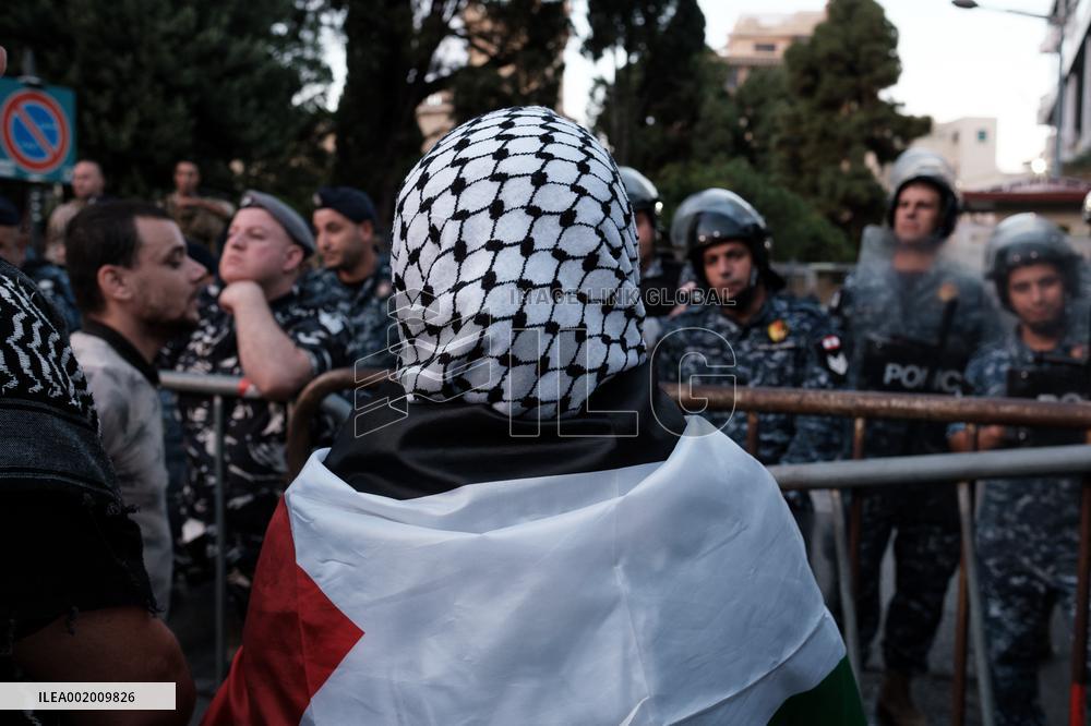Pro-Palestinian Protest Outside British Embassy In Beirut