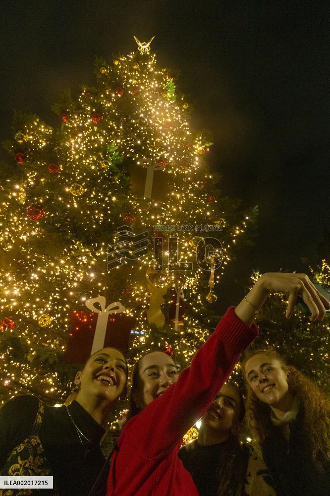 GREECE-ATHENS-CHRISTMAS TREE-ILLUMINATION
