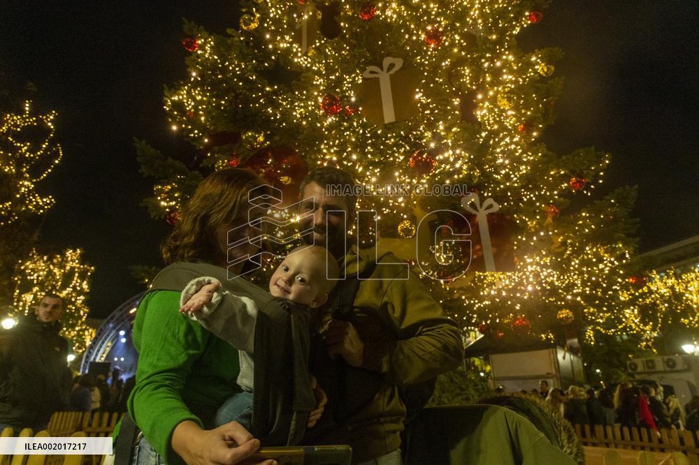 GREECE-ATHENS-CHRISTMAS TREE-ILLUMINATION