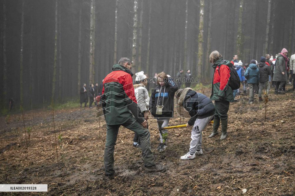 President Macron Visits The Jura Forests