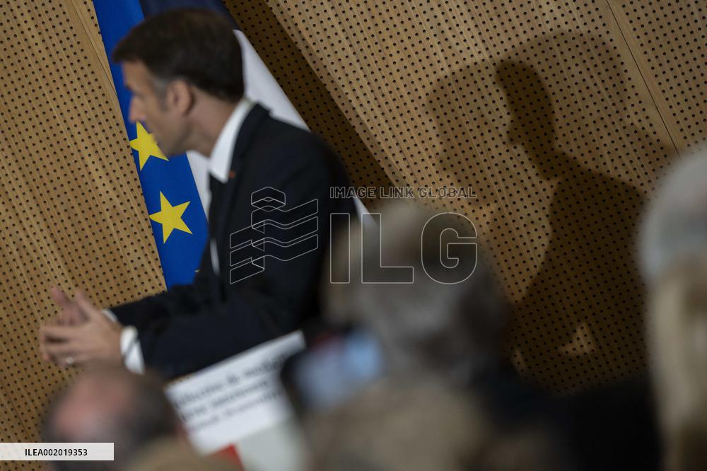 President Macron Visits The Jura Forests