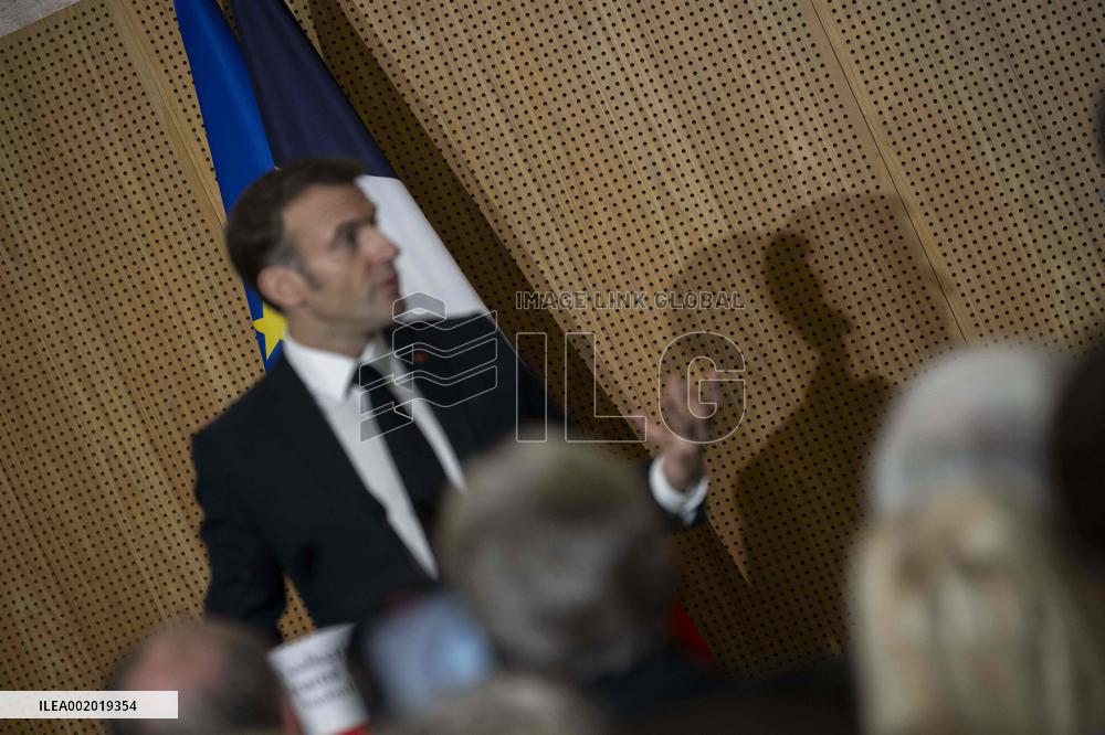 President Macron Visits The Jura Forests