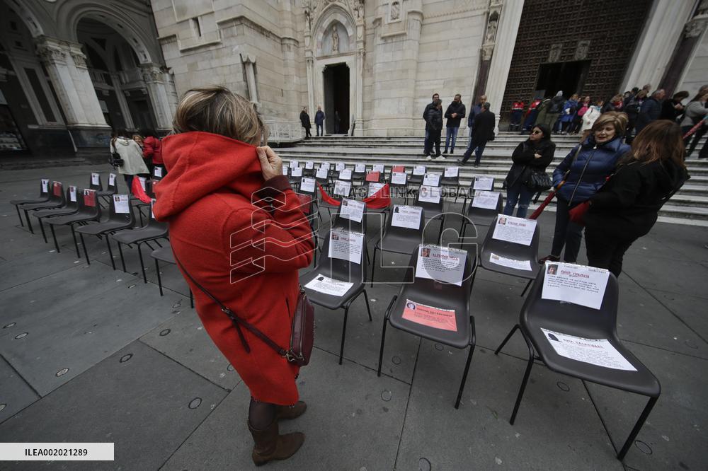 Femicide Protest Outside The Cathedral Of Naples