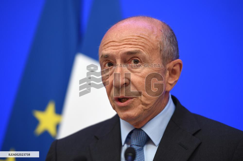 Gerard Collomb Holds A Press Conference - Paris