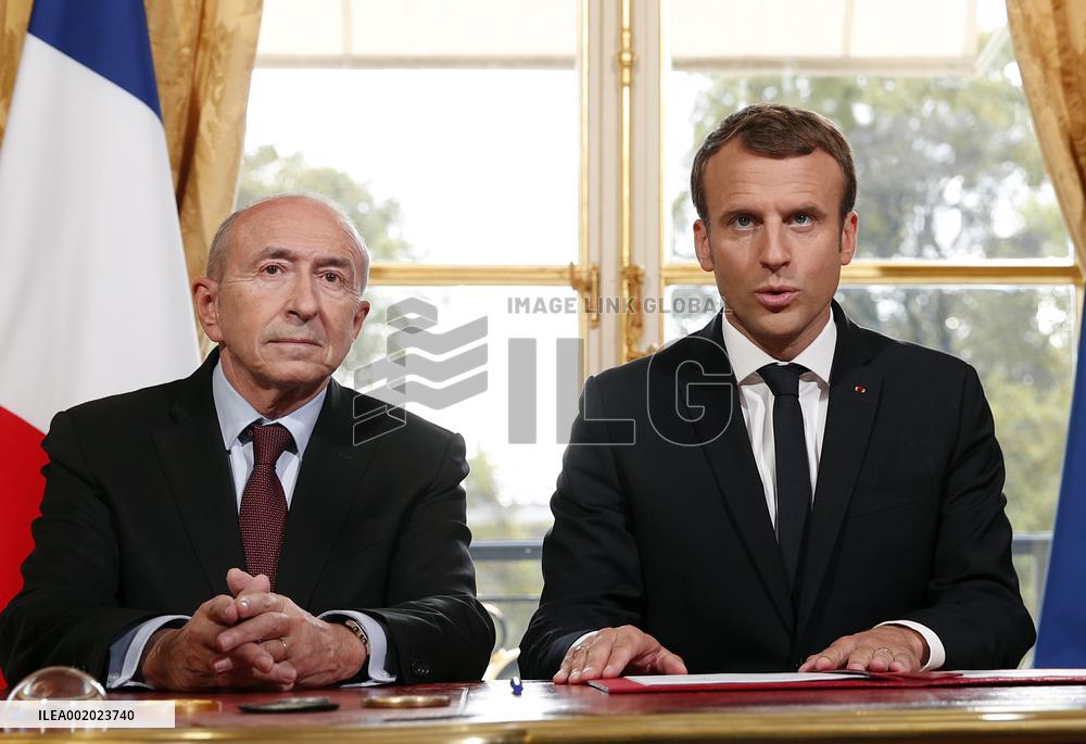 Emmanuel Macron Signed The Antiterrorist Law At The Elysee - Paris