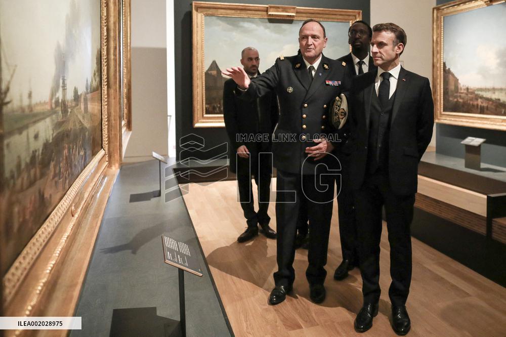 President Macron Visits The National Maritime Museum - Paris