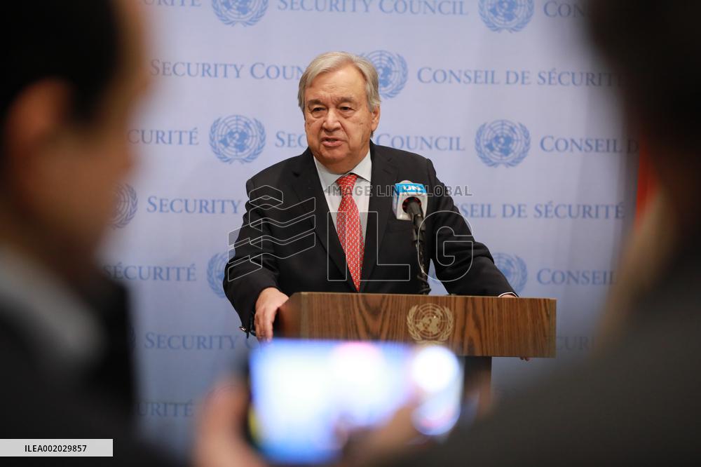 UN-GUTERRES-COP28 CLIMATE CONFERENCE-PRESS BRIEFING